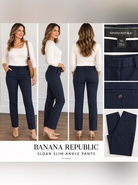 Banana Republic Sloan Slim stretch Ankle Pants 10 navy